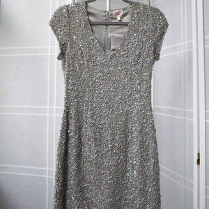 Parker Silk Grey Beaded Mini Dress